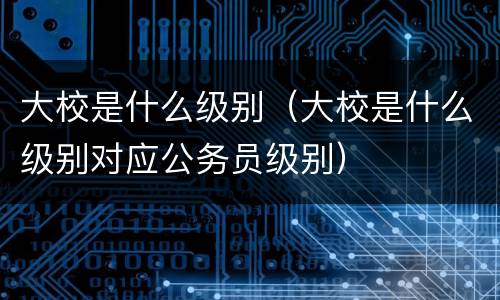 大校是什么级别（大校是什么级别对应公务员级别）
