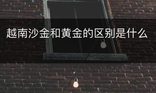 越南沙金和黄金的区别是什么