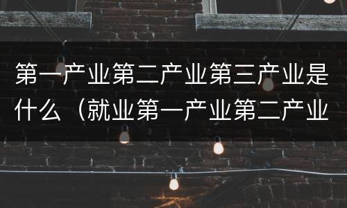 第一产业第二产业第三产业是什么（就业第一产业第二产业第三产业是什么）
