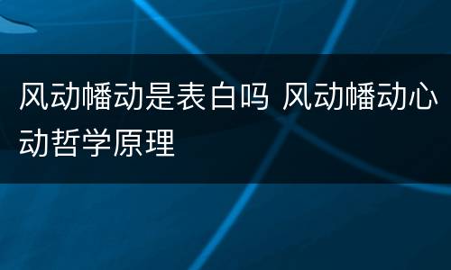 风动幡动是表白吗 风动幡动心动哲学原理