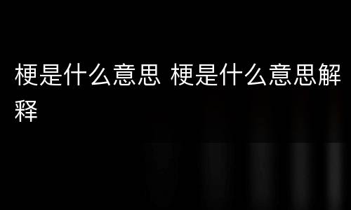 梗是什么意思 梗是什么意思解释