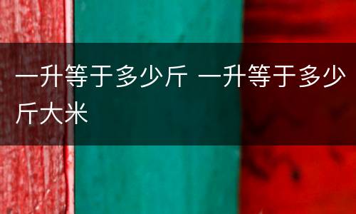 一升等于多少斤 一升等于多少斤大米