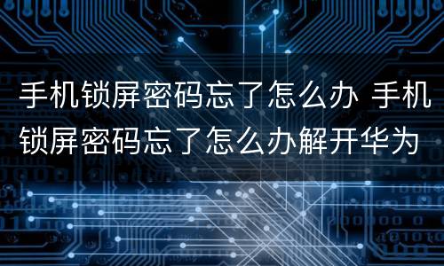 手机锁屏密码忘了怎么办 手机锁屏密码忘了怎么办解开华为