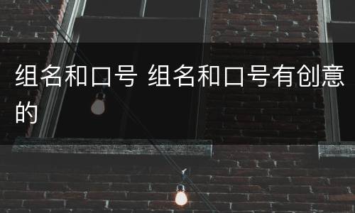组名和口号 组名和口号有创意的