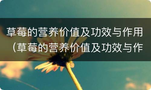 草莓的营养价值及功效与作用（草莓的营养价值及功效与作用和禁忌）