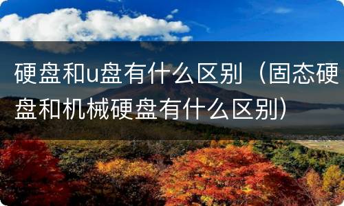 硬盘和u盘有什么区别（固态硬盘和机械硬盘有什么区别）