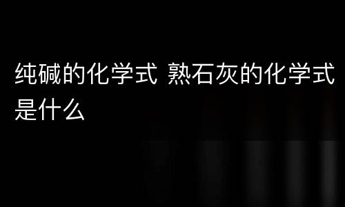 纯碱的化学式 熟石灰的化学式是什么