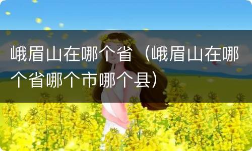 峨眉山在哪个省（峨眉山在哪个省哪个市哪个县）