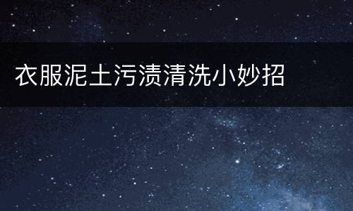 衣服泥土污渍清洗小妙招
