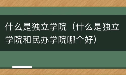 什么是独立学院（什么是独立学院和民办学院哪个好）