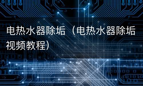 电热水器除垢（电热水器除垢视频教程）