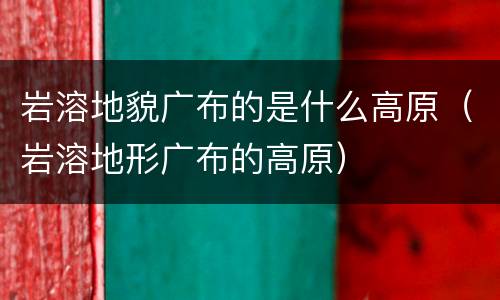 岩溶地貌广布的是什么高原（岩溶地形广布的高原）