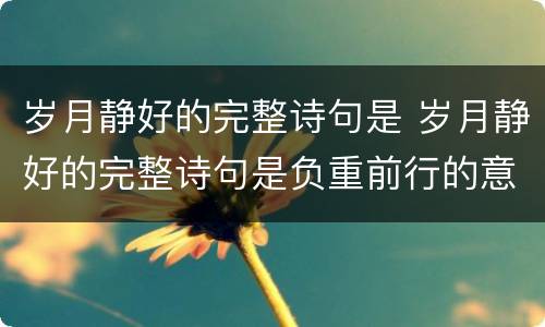 岁月静好的完整诗句是 岁月静好的完整诗句是负重前行的意思