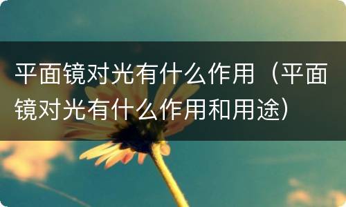 平面镜对光有什么作用（平面镜对光有什么作用和用途）