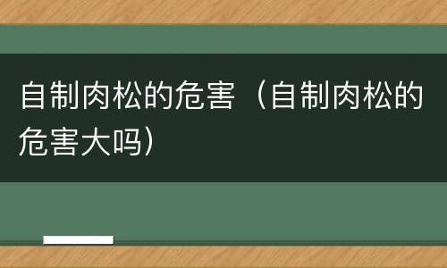 自制肉松的危害（自制肉松的危害大吗）