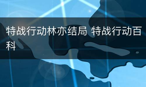 特战行动林亦结局 特战行动百科
