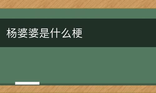 杨婆婆是什么梗