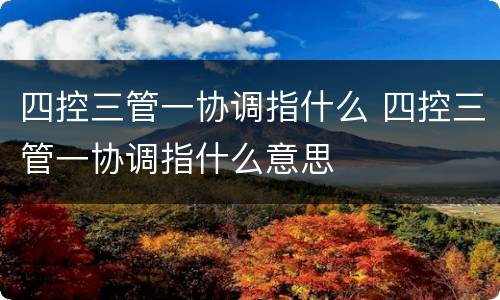 四控三管一协调指什么 四控三管一协调指什么意思