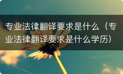 专业法律翻译要求是什么（专业法律翻译要求是什么学历）