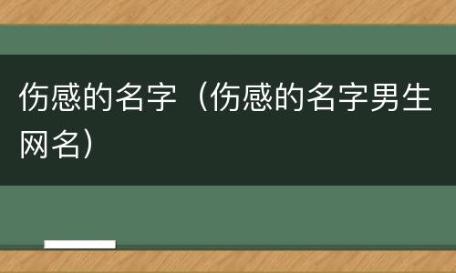 伤感的名字（伤感的名字男生网名）