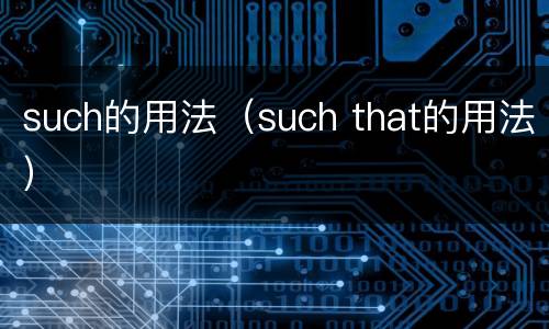 such的用法（such that的用法）