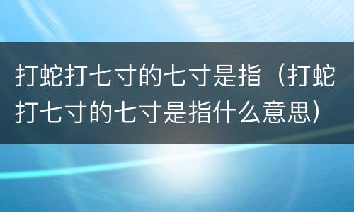 打蛇打七寸的七寸是指（打蛇打七寸的七寸是指什么意思）