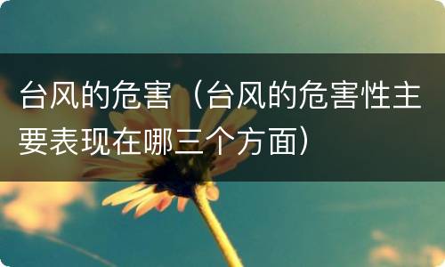 台风的危害（台风的危害性主要表现在哪三个方面）