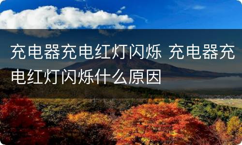 充电器充电红灯闪烁 充电器充电红灯闪烁什么原因