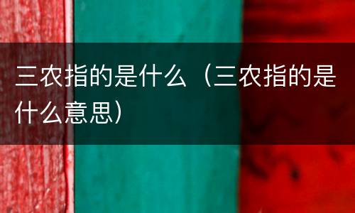 三农指的是什么（三农指的是什么意思）