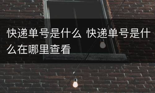 快递单号是什么 快递单号是什么在哪里查看