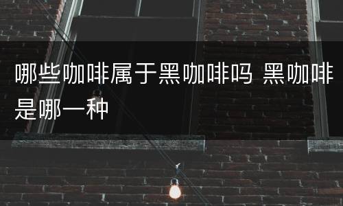 哪些咖啡属于黑咖啡吗 黑咖啡是哪一种