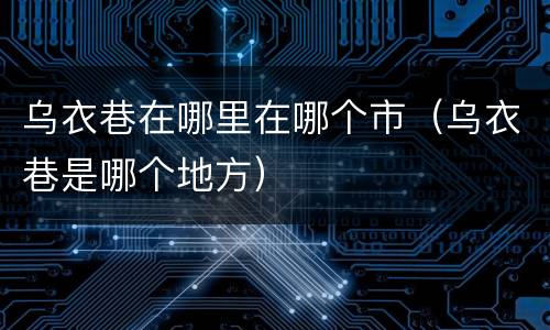 乌衣巷在哪里在哪个市（乌衣巷是哪个地方）
