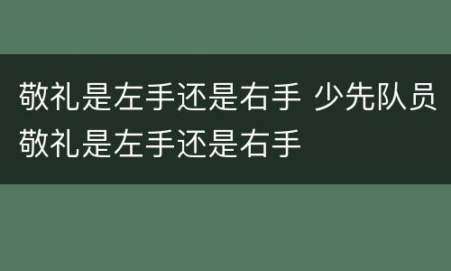 敬礼是左手还是右手 少先队员敬礼是左手还是右手