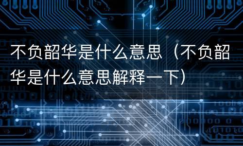 不负韶华是什么意思（不负韶华是什么意思解释一下）