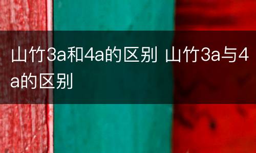 山竹3a和4a的区别 山竹3a与4a的区别