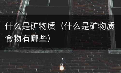 什么是矿物质（什么是矿物质食物有哪些）