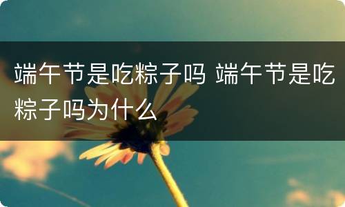 端午节是吃粽子吗 端午节是吃粽子吗为什么