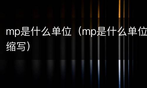 mp是什么单位（mp是什么单位缩写）