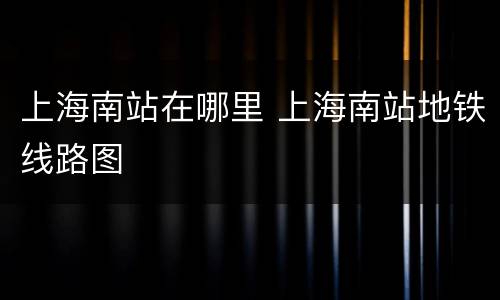 上海南站在哪里 上海南站地铁线路图
