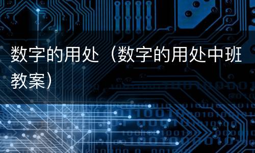 数字的用处（数字的用处中班教案）