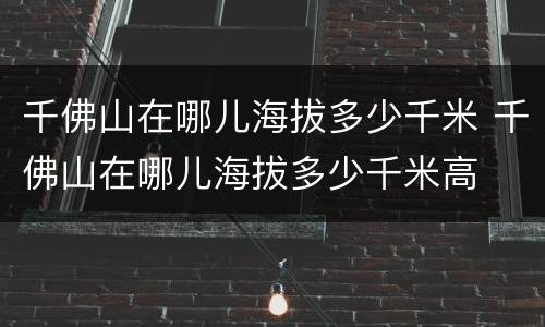 千佛山在哪儿海拔多少千米 千佛山在哪儿海拔多少千米高