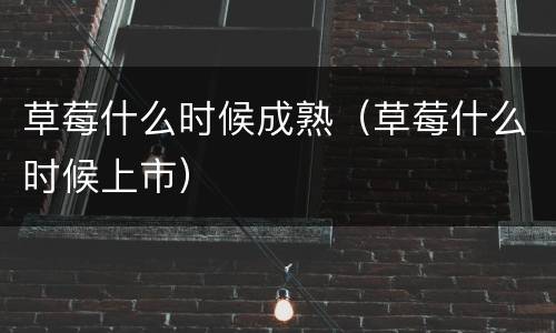 草莓什么时候成熟（草莓什么时候上市）