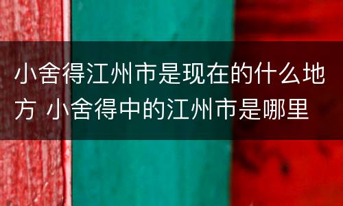 小舍得江州市是现在的什么地方 小舍得中的江州市是哪里
