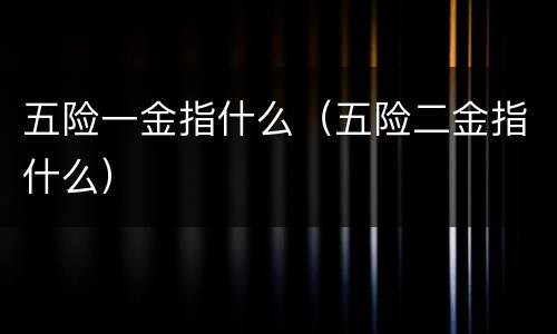 五险一金指什么（五险二金指什么）