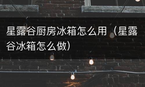 星露谷厨房冰箱怎么用（星露谷冰箱怎么做）
