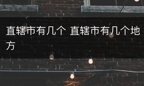 直辖市有几个 直辖市有几个地方