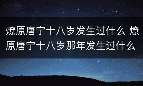 燎原唐宁十八岁发生过什么 燎原唐宁十八岁那年发生过什么