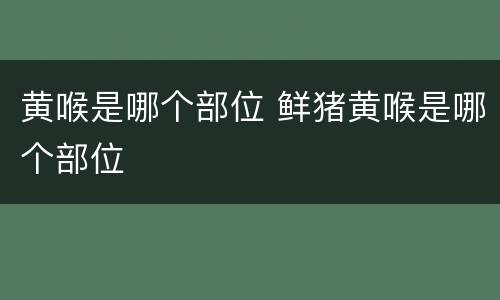 黄喉是哪个部位 鲜猪黄喉是哪个部位