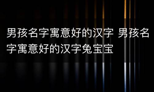 男孩名字寓意好的汉字 男孩名字寓意好的汉字兔宝宝