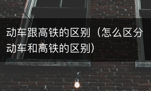 动车跟高铁的区别（怎么区分动车和高铁的区别）